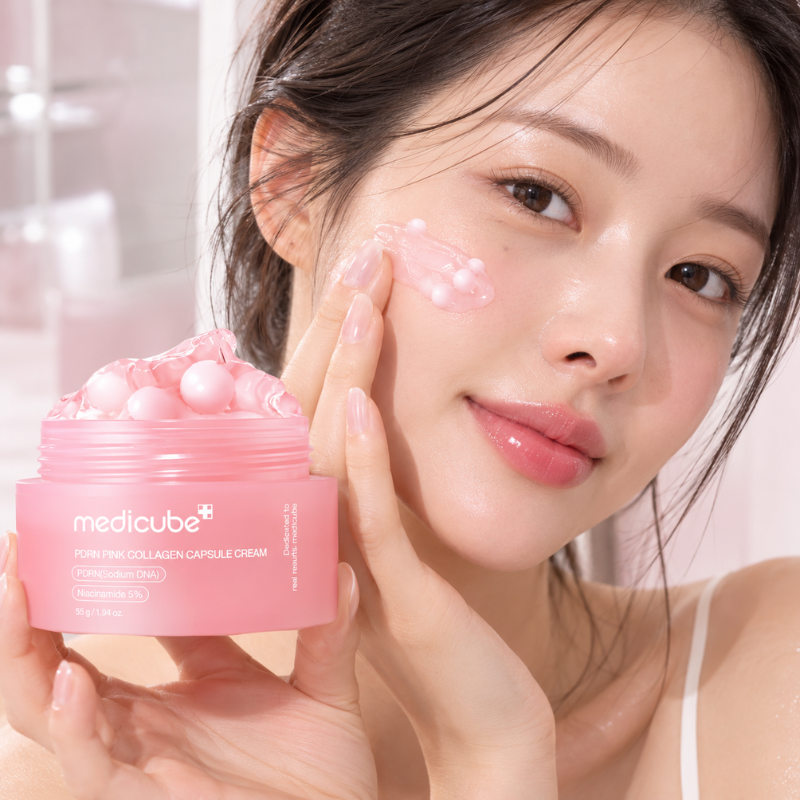 Medicube PDRN Pink Collagen Capsule Cream 55g | Creme Facial Coreano com PDRN e Niacinamida