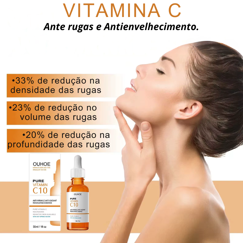 Sérum Clareador e Firmador Vitamina C - Removedor de Rugas e Linhas Finas