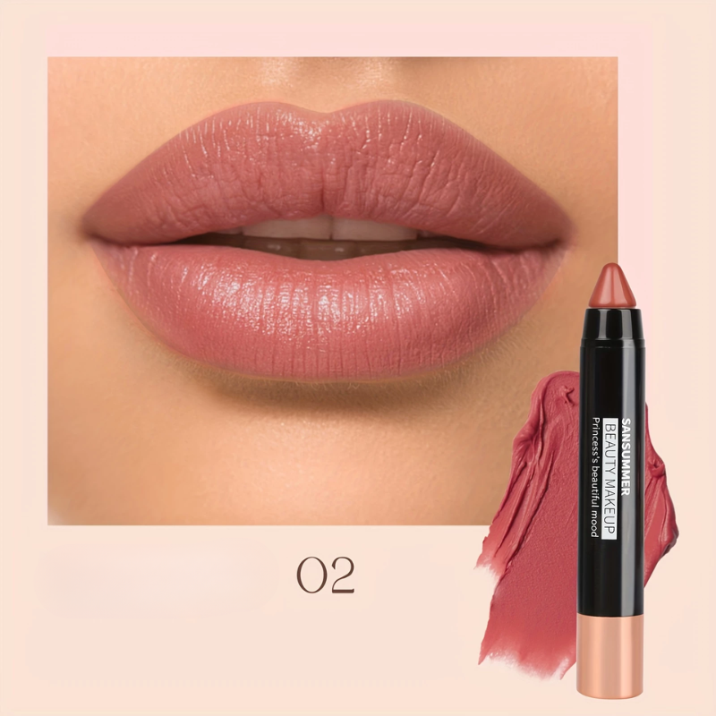 Lápis Labial Matte à Prova d’Água SANSUMMER – Cor Intensa e Conforto o Dia Todo