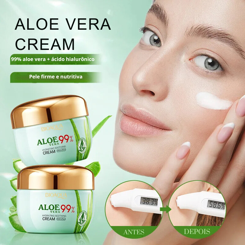 Creme Facial Hidratante Calmante e Rejuvenescedor de Aloe Vera 99% - 50g