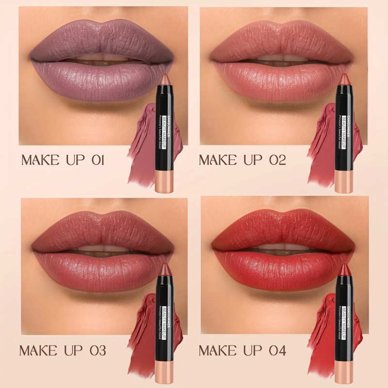 Lápis Labial Matte à Prova d’Água SANSUMMER – Cor Intensa e Conforto o Dia Todo