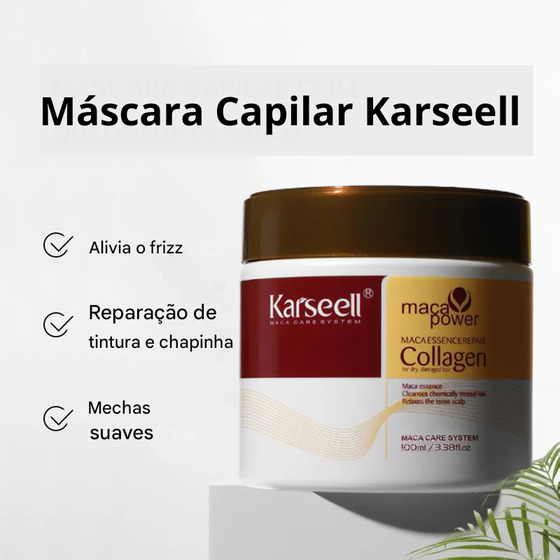 Máscara Capilar de Colágeno Karseell 100ml – Reparação Profunda com Óleo de Argan