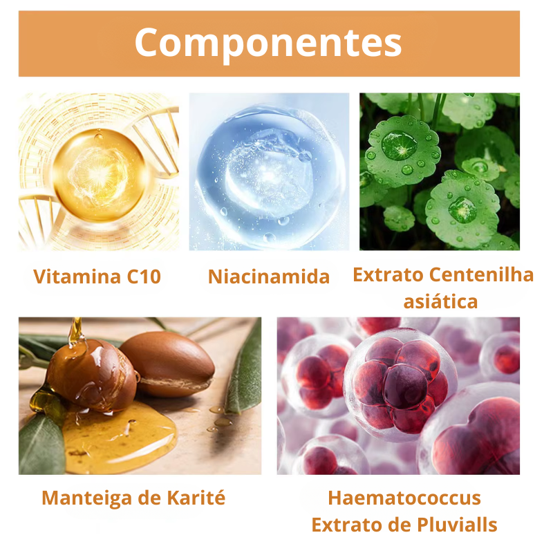 Sérum Clareador e Firmador Vitamina C - Removedor de Rugas e Linhas Finas
