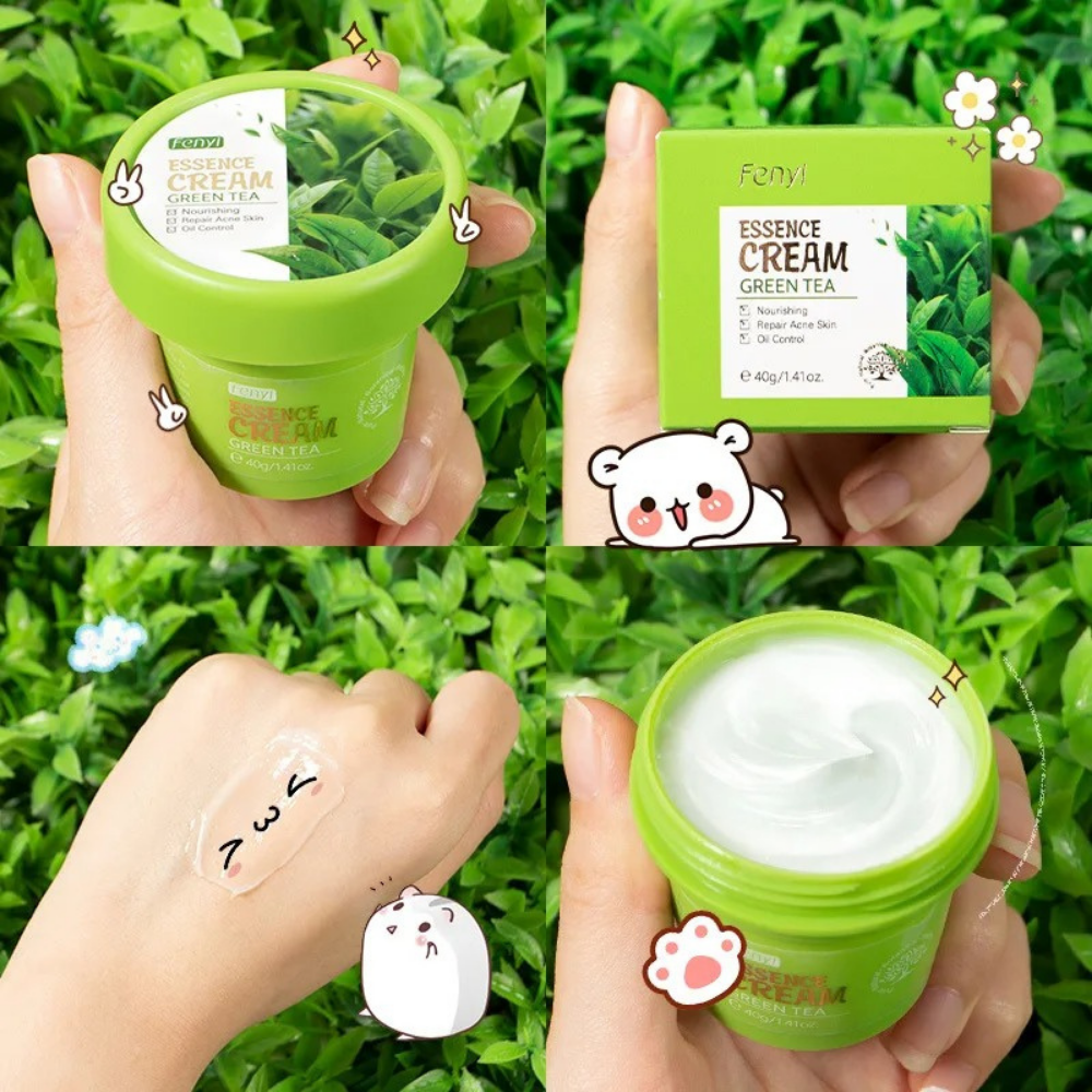Creme Facial Hidratante Anti-Envelhecimento de Chá Verde Natural