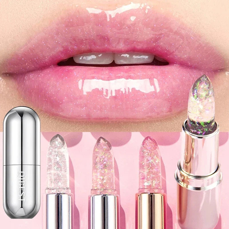 Batom Hidratante com Glitter Gelatinoso Impermeável 24 Horas