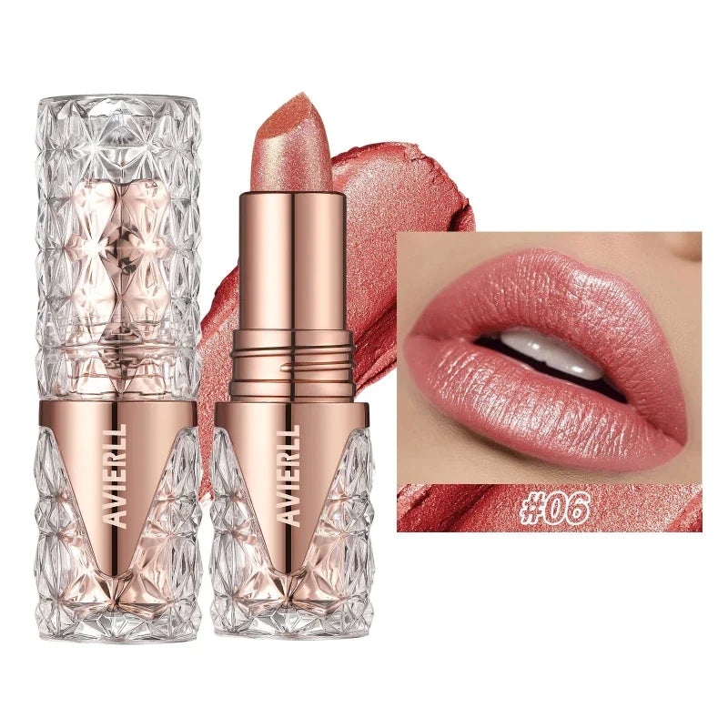 (Compre 2 e Leve 6) Batom One Gold Hidratante de Longa Duração com Glitter À Prova D'Água