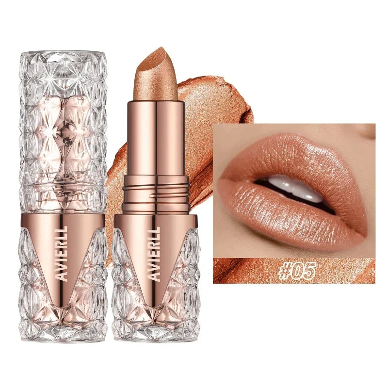(Compre 2 e Leve 6) Batom One Gold Hidratante de Longa Duração com Glitter À Prova D'Água
