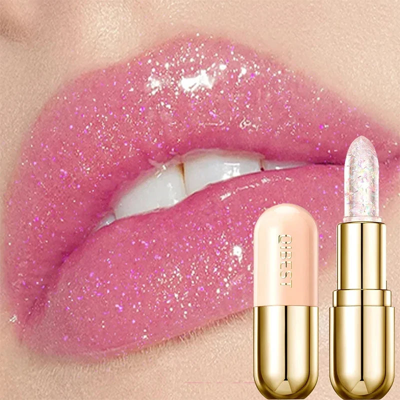 Batom Hidratante com Glitter Gelatinoso Impermeável 24 Horas