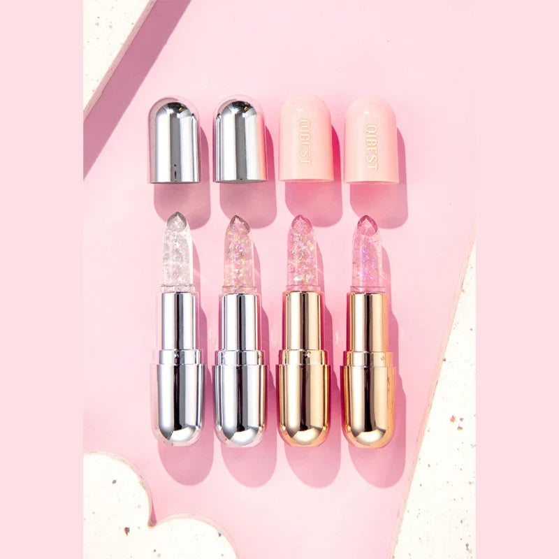 Batom Hidratante com Glitter Gelatinoso Impermeável 24 Horas