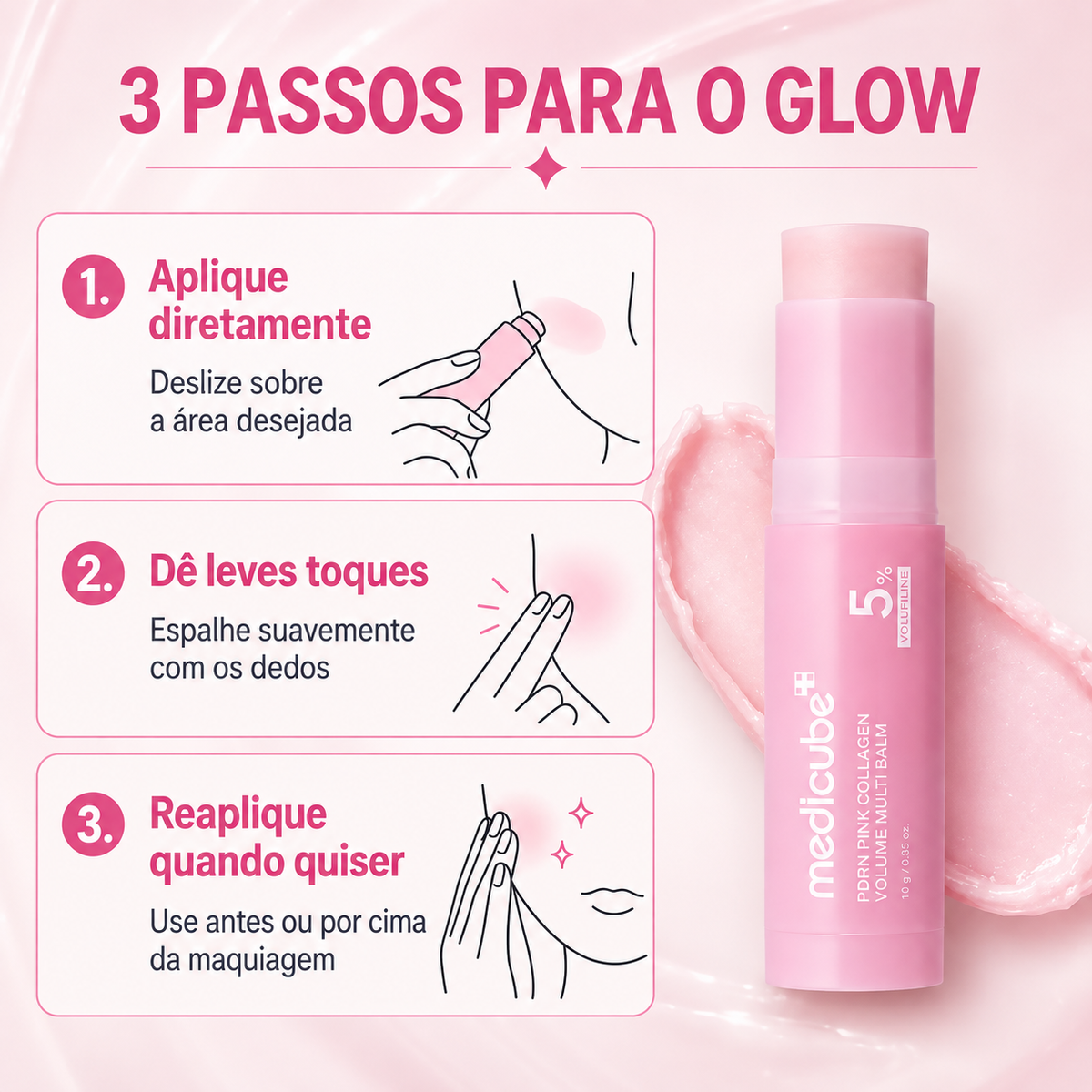 Medicube PDRN Pink Colágeno Volume Multi Balm | 5% Volufiline para Lábios Mais Volumosos